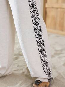 VENTUSAIL Men's Fashionable Casual Drawstring Waist Pockets Pants - White - View 4