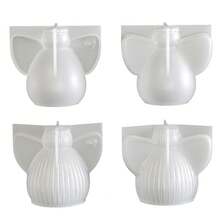 爱心花环天使装饰硅胶模具 DIY 光滑条纹蜡烛石膏模具 - 白色 - 查看 2