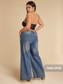 SHEIN BAE Áo bralette hở lưng ren đen gợi cảm cỡ lớn - màu đen - Xem 2