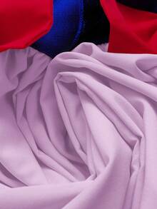 Sweetra 大码露背系带蝴蝶结提花撞色垂肩袖优雅甜美鸡尾酒会公主风度假约会连衣裙 - 紫色 - 查看 4