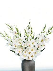 1/3/6/10支人造丝兰花枝，仿真石斛花，适用于墙面装饰、客厅卧室装饰、婚礼、派对装饰、桌面装饰。秋冬季落叶。 - 白色 - 查看 5