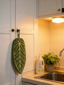 1pc/3pcs Creative Leaf Design Hand Towel, Hanging Style For Kitchen, Bathroom, Room Decor, Absorbent & Easy To Clean, Personalized Towel Dish Cloths Kitchen Towel - Multicolor - View 4