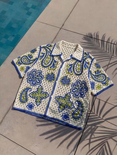 AXEPEAK Áo len nam mùa hè kiểu dáng thường ngày, phối viền tương phản, khoét lỗ.