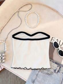 Franclia Áo ống hở lưng thanh lịch, gợi cảm dành cho nữ, màu trắng trơn, chất liệu vải dệt kim gân, ôm sát, đa năng, thích hợp mặc hàng ngày, đi nghỉ hè. - trắng - Xem 2