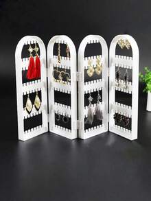 1 Jewelry Display Stand For Earrings, Made Of Acrylic, With Foldable Jewelry Box For Necklaces And Accessories. - White - View 4