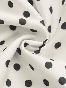 SHEIN VCAY 大码女式蕾丝波点荷叶袖优雅连衣裙 - 杏色 - 查看 7