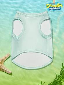 SpongeBob SquarePants | PETSIN Áo vest cho thú cưng in hình mũi to, mắt to dễ thương, mềm mại và thoáng khí, thân thiện với da, màu xanh bạc hà dành cho mèo và chó. - Màu xanh bạc hà nhạt - Xem 4