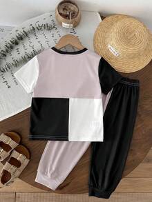 LMoss Kids Bộ 2 món áo thun cổ tròn và quần dài dệt kim cho bé trai - Nhiều màu - Xem 2