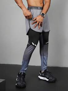 Acti Log Men's Letter Print Zipper Pocket 2 In 1 Sports Pants Sweat Pants - Black - View 5