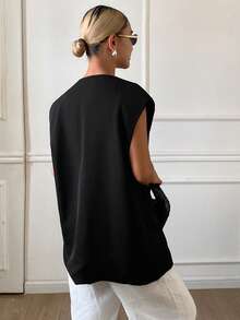 DAZY Áo blazer mỏng không tay thời trang dành cho nữ, thích hợp mặc đi làm. - màu đen - Xem 6