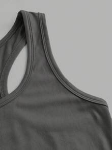 SHEIN EZwear 3件組女款露背細肩帶背心，瑜伽上衣，寬肩帶無袖運動上衣，適合夏季日間室內，白色灰色黑色休閒基礎款 - 彩色 - 查看 11