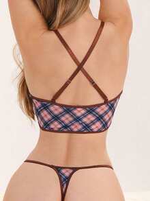 Bộ đồ lót nữ 2 món họa tiết kẻ caro gợi cảm, kiểu đan chéo. - Nhiều màu - Xem 2