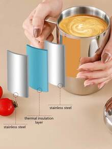 Cirelle 1 chiếc cốc nước bằng thép không gỉ, cốc dùng trong gia đình, cốc sữa hai lớp chống nhỏ giọt, cốc cà phê có nắp đậy. - Bạc - Xem 6