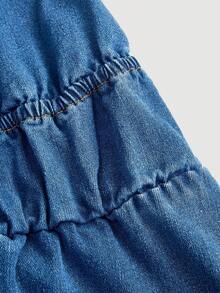 Rivivi Women's Fashion Spaghetti Strap Backless Denim Top - Medium Wash - View 4