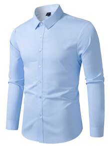 Calvornis Men's 3pcs Solid Color Front Button Business Casual Long Sleeve Shirt, Formal, Ceremony - Multicolor - View 4