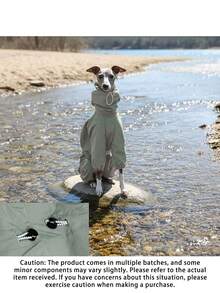 PINCOOL Adjustable High Collar Zip-Up Raincoat, Waterproof & UV Protection For Whippet, Italian Greyhound - Dark Green - View 6