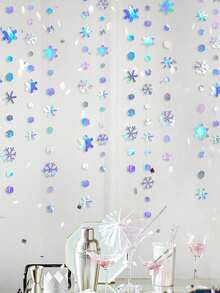 1件/炫彩雪花六边形花环，全息冬季派对装饰 - 多色 - 查看 3