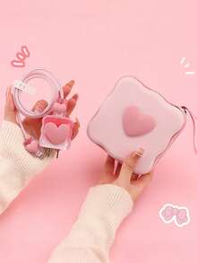 6pcs Cute Bow Candy Color Cable Protector Case, Data Cable Organizer Bag, Digital Accessories Storage Box, Anti-Drop Zipper Pouch, Compatible With 20W Fast Charger - Multicolor - View 10