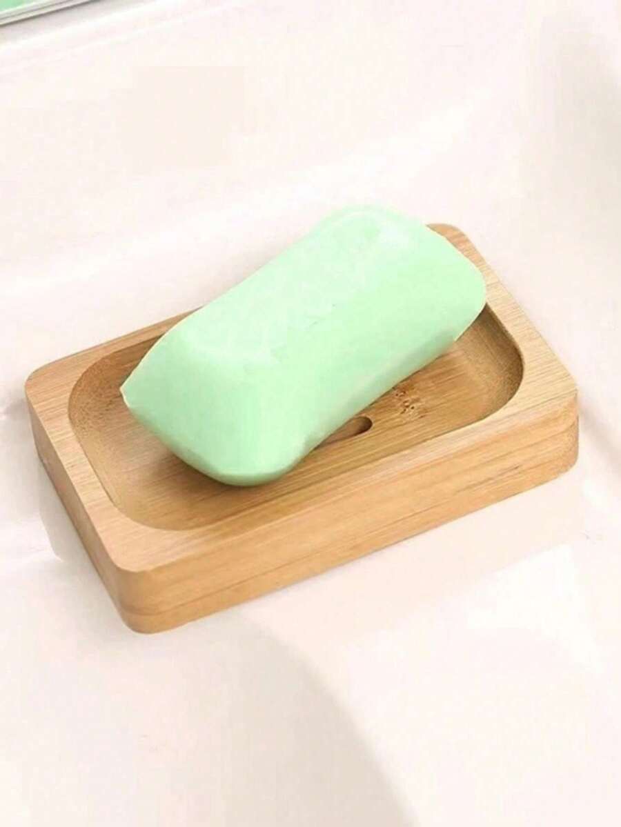 1个复古图案木质皂碟,浴室及家居装饰皂盒 - 茶色 - 查看 1