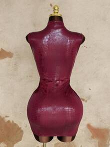 Rustia New Summer Sexy Hollow Out Design Sleeveless Bodycon Mini Dress, High Waist Slim Fit Skirt - Red - View 2