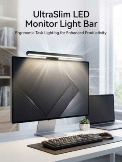 1 Black 19.68in/12.99in Computer Monitor Light Strip, Screen Clip Light, LED Screen Light Strip Suitable For Work Area, Dimming Timing Display Light, Suitable For Desk/Office/Home/Game Touch Control Display Lamp, Bedroom Collection For Eye Protection Screen Clip Lamp