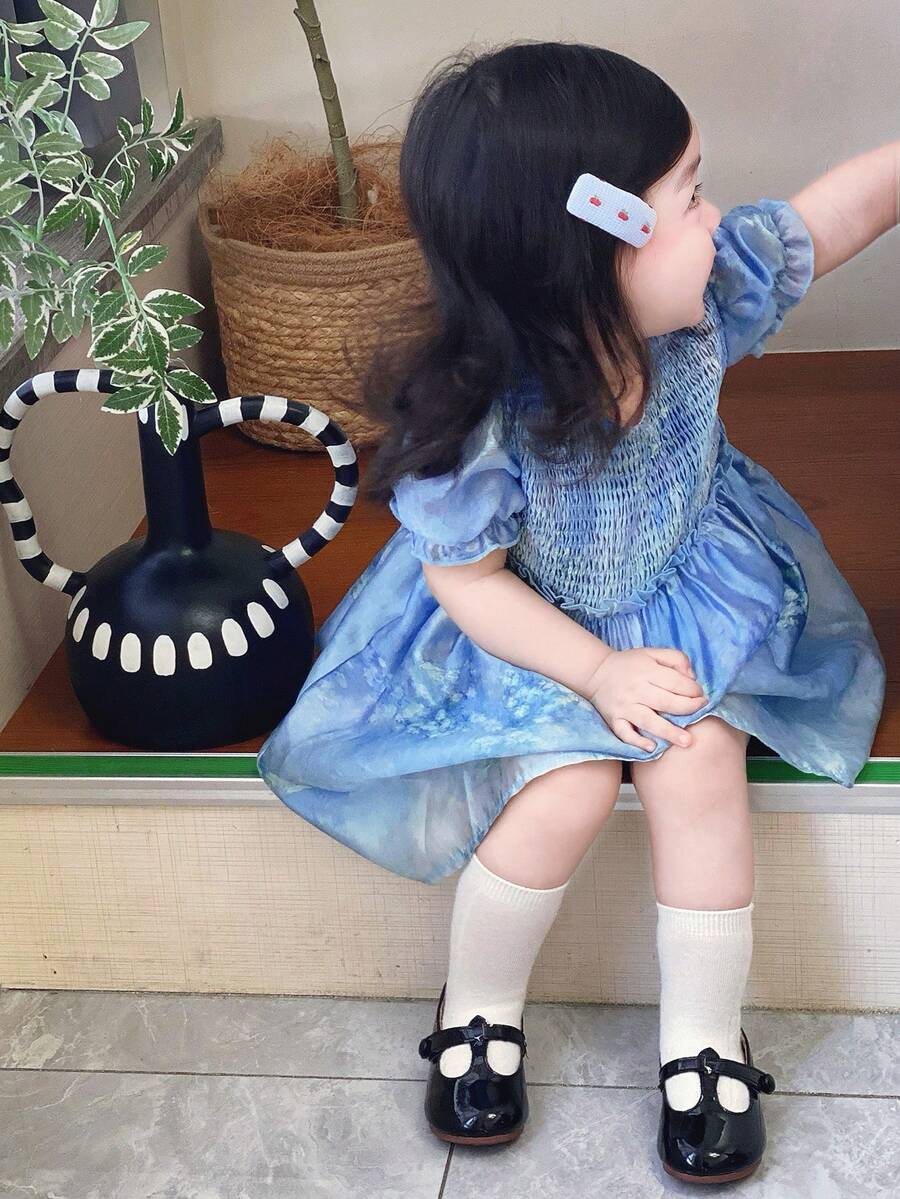 Dazy Kids 女童渐变色圆领短袖连衣裙 - 藍色 - 查看 1