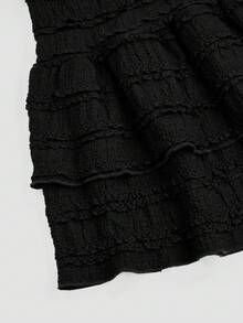 Sweetra Bộ đồ 2 món dành cho nữ cỡ lớn, màu trơn, xếp ly, gồm áo không tay và chân váy ngắn. - màu đen - Xem 5