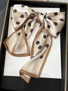 1pc Minimalist Elegant Bandana Dot Pattern Satin Square Scarf, Double-Layer Satin Ribbon Tie Neckerchief Headband Bow For Dress - Multicolor - View 1