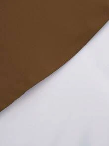 Manfinity Mode Áo sơ mi nam tay ngắn cài cúc phía trước, kiểu dáng thường ngày, họa tiết kẻ caro, phối màu, thích hợp cho mùa hè. - Cà phê nâu - Xem 4