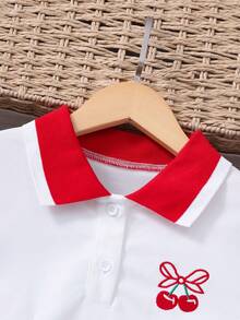 SHEIN Tween女孩白色女童服飾 8-12歲萬聖節套裝 秋季風格 美式秋季風格 - 紅白色 - 查看 7