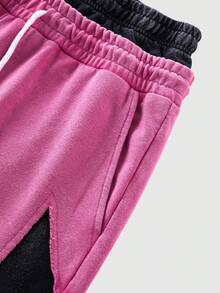 Men's Pentagram Pattern Drawstring Waist Casual Shorts - Pink - View 4