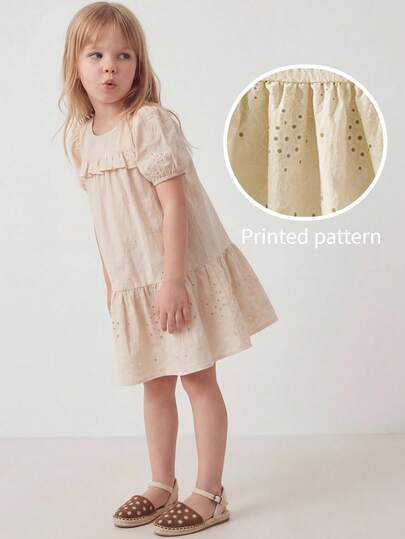 Maija Kids 1 chiếc đầm ngắn tay cổ tròn dáng rộng, thanh lịch, in họa tiết hoa và bướm cho bé gái, thích hợp mặc hàng ngày, đi học, đi chơi, họp mặt, lễ hội, mùa xuân và mùa hè.