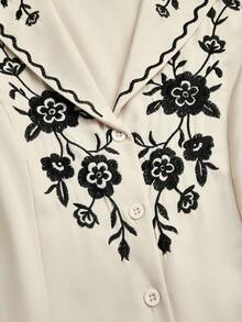 Pariaura Vestido mini de cárdigan ajustado y elegantemente bordado para mujer - Albaricoque - Ver 7