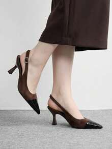 CUCCOO BIZCHIC 极简纯色闭趾细高跟女鞋 - 棕色 - 查看 3