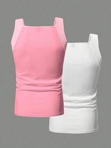 Manfinity Homme Plus Size Men's Solid Color Ribbed Casual Vest, Holiday - Multicolor - View 2