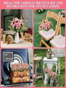 1/3/80PCS Artificial Silk Rose Bouquet For Home Restaurant Bedroom Living Room Dining Table Centerpiece Decor Holiday Birthday Party Wedding Outdoor Garden Vase Filler Balcony Wall Decor Fake Plant Home Office Room Holiday Decoration Party Decor - Pink - View 7