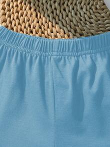 SHEIN Playful Pals Bộ quần áo mùa hè cho bé trai, màu trắng và xanh lá cây, in hình khủng long hoạt hình, gồm áo tay ngắn và quần short, thích hợp cho các buổi đi chơi, dự tiệc, hoạt động hàng ngày và các chuyến đi gia đình. - Màu xanh lam - Xem 5