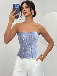 女士性感V领拼接衬衫，适合春夏音乐节、休闲外出、优雅约会和通勤穿着。 - 銀色 - 查看 10