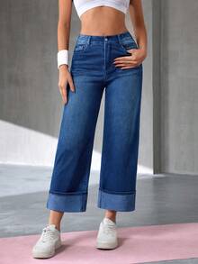 Flexra Jeans casuales de mujer con bolsillos y corte holgado - Azul lavado medio - Ver 7