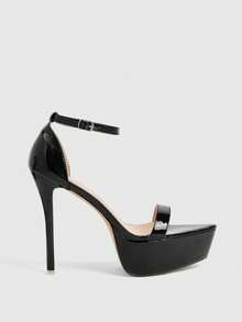 CUCCOO LuxiPop Damen High Heel Sandalen, minimalistisch sexy Stiletto High Platform Sandalen, Nachtclub Stil, Party Saison Outfit, Schwarz, Urlaubsoutfit, Reiseessentiell, 2000er Jahre Stil - Schwarz - Übersicht 1