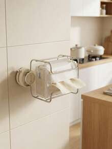 Cirelle Stainless Steel Tissue Holder, No-Drill Wall-Mounted, Paper Towel Rack For Cabinet, Wet Wipe Organizer - Multicolor - View 1