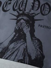 PAVTROS Men's Street Letter Print T-Shirt And Shorts Set - Dark Grey - View 7