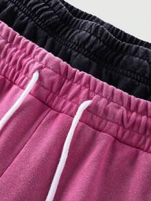 Men's Pentagram Pattern Drawstring Waist Casual Shorts - Pink - View 3