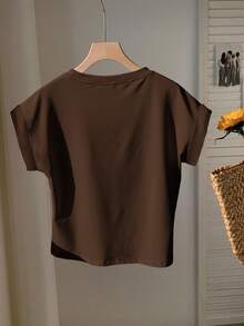 Comfortcana 2pcs/Set Round Neck Raglan Sleeve Short Sleeve T-Shirt, Suitable For Summer,Summer Top - Multicolor - View 6