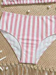Bộ bikini cho bé gái tuổi teen, đồ bơi rời bằng vải dệt kim dễ thương, kiểu dáng giản dị, thanh lịch, phù hợp cho bơi lội, kỳ nghỉ hè, bãi biển, hồ bơi và các bữa tiệc ngày lễ. - Hồng - Xem 5