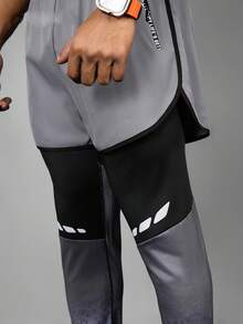 Acti Log Men's Letter Print Zipper Pocket 2 In 1 Sports Pants Sweat Pants - Black - View 6