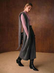 MOTF PREMIUM MINIMALIST METAL BUCKLE DECOR BASE LAYER SWEATER - Pink - View 7