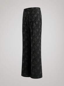 AXEPEAK Men's Casual Floral Jacquard Loose Flare Pants - Black - View 6