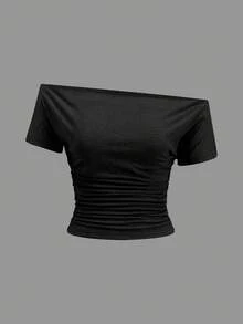 SHEIN EZwear 3件套女士休闲修身单肩T恤，女士夏季套装，女士休闲服 - 彩色 - 查看 9