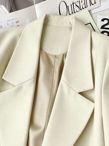 Franclia Petite Áo khoác blazer tay ngắn, kiểu dáng công sở tối giản dành cho nữ, thích hợp cho mùa xuân/hè. - Màu be - Xem 3